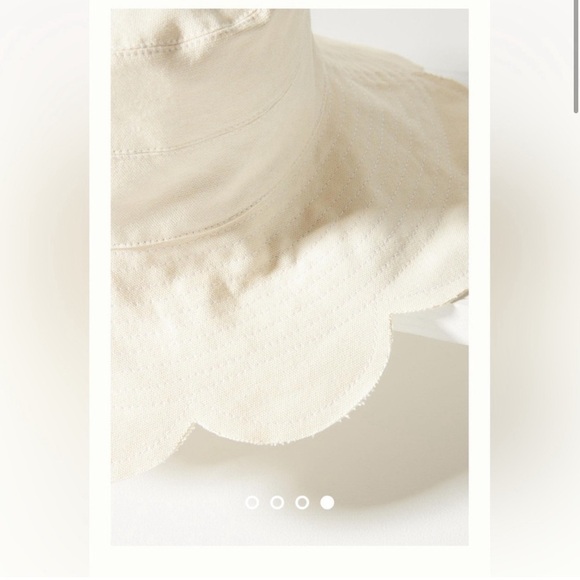 Flower Canvas Bucket Hat By Anthropologie in Ivory NWT - Picture 2 of 6